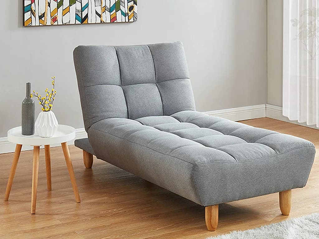 Méridienne clic clac en tissu gris ESTEBAN