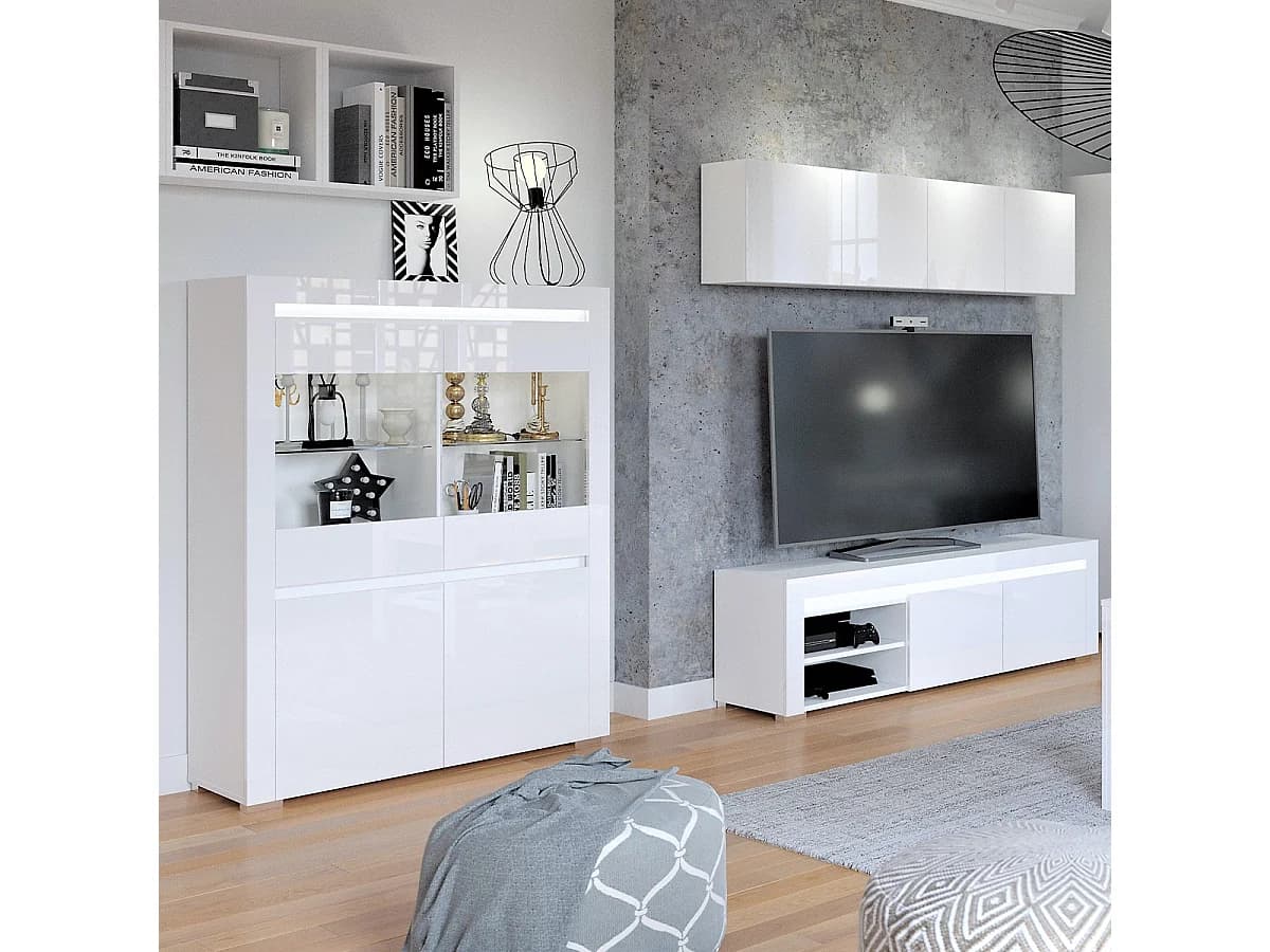 Vaisselier 4 portes LED inclus Kasla Blanc