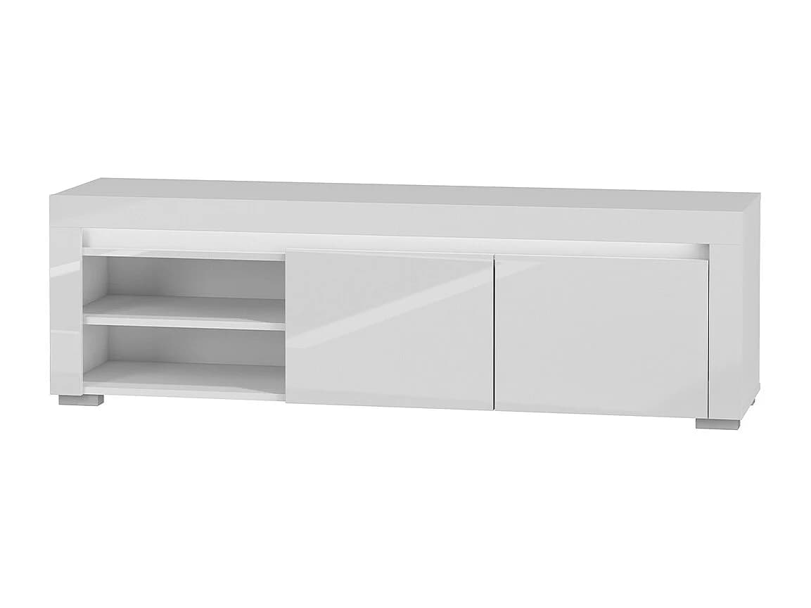 Meuble TV 2 portes 152 cm LED inclus Kasla Blanc