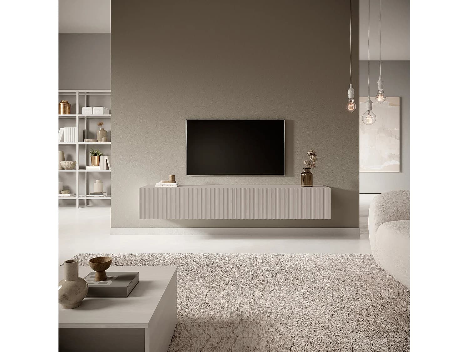 Meuble TV 175 cm - taupe (gris-beige) - TELIRE