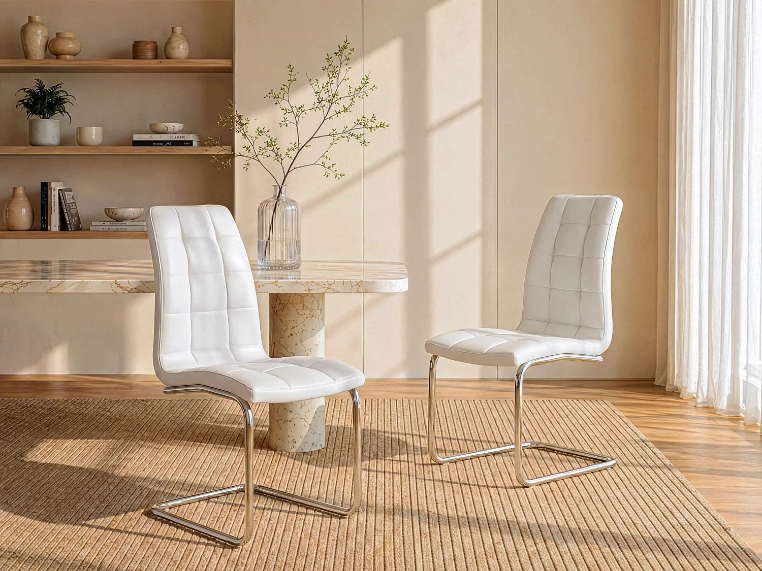 Lot de 6 chaises NADYA - Simili - Blanc
