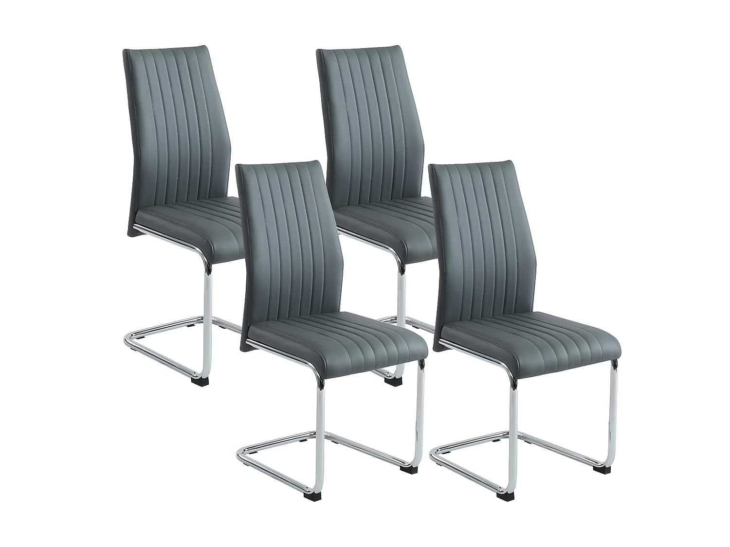 Lot de 4 chaises MAXINE - Simili - Anthracite