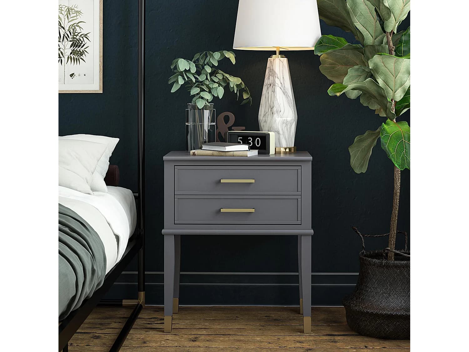 Westerleigh | Table d'appoint à 1 tiroir en MDF gris graphite