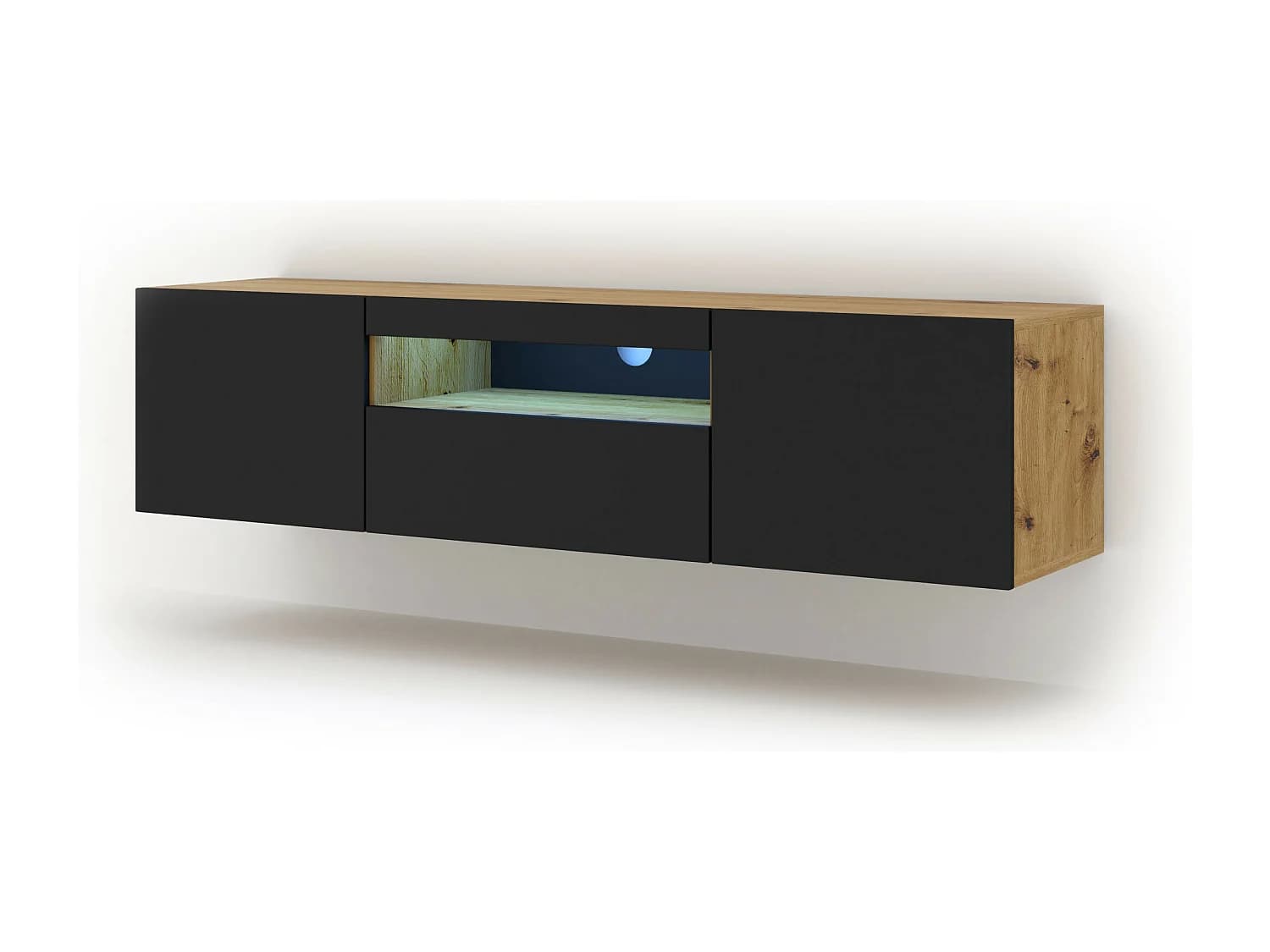 Table de télévision AURA LED 150x37x42 Crème & Noir