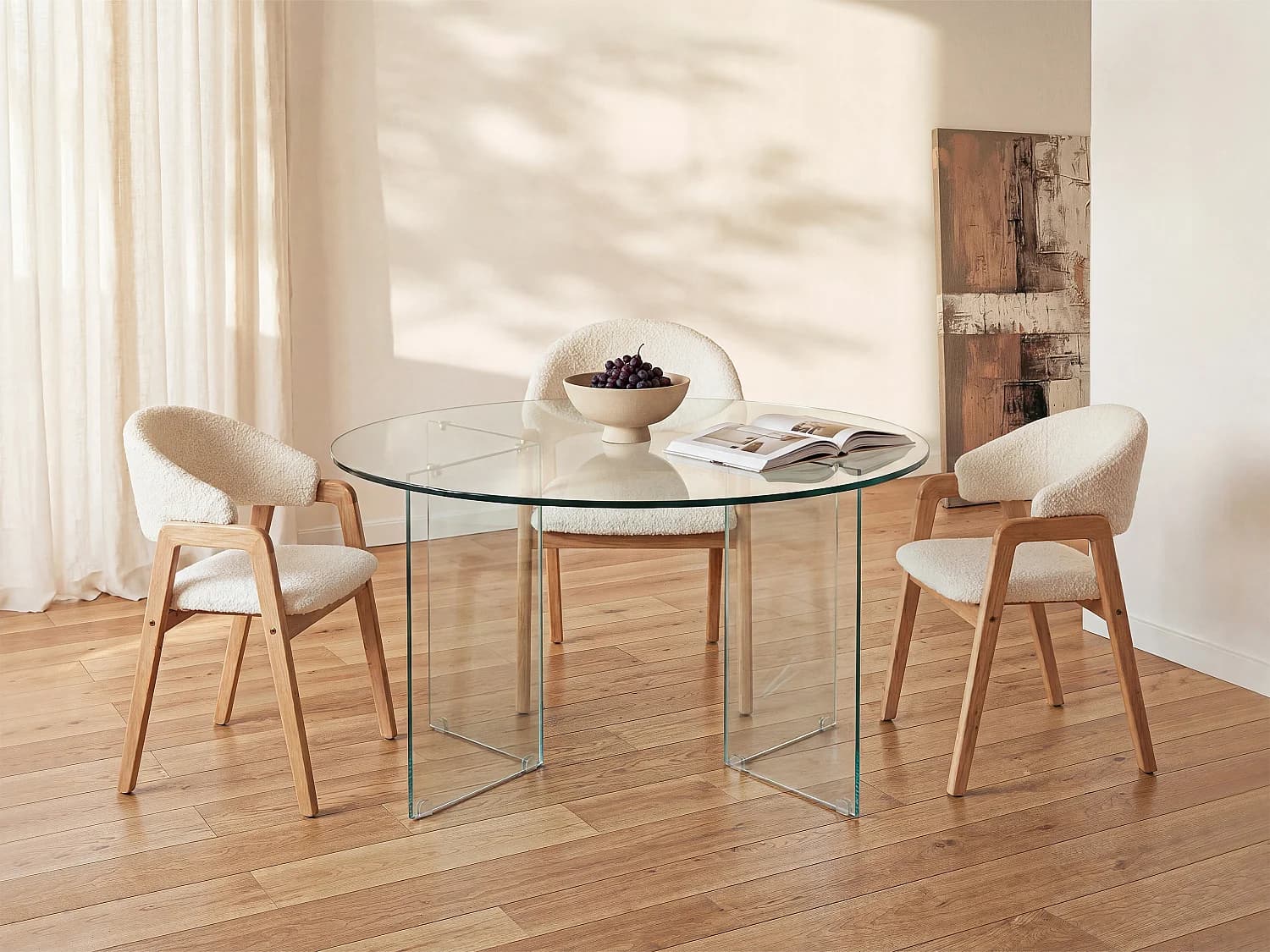 Table à manger en verre trempé - 6 personnes - ADAMO