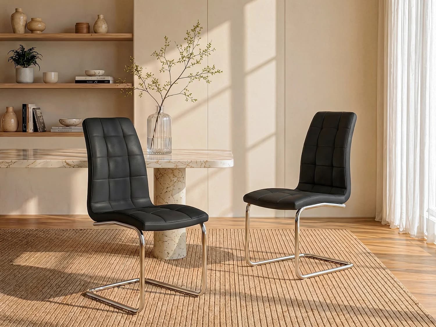 Lot de 6 chaises NADYA - Simili - Noir