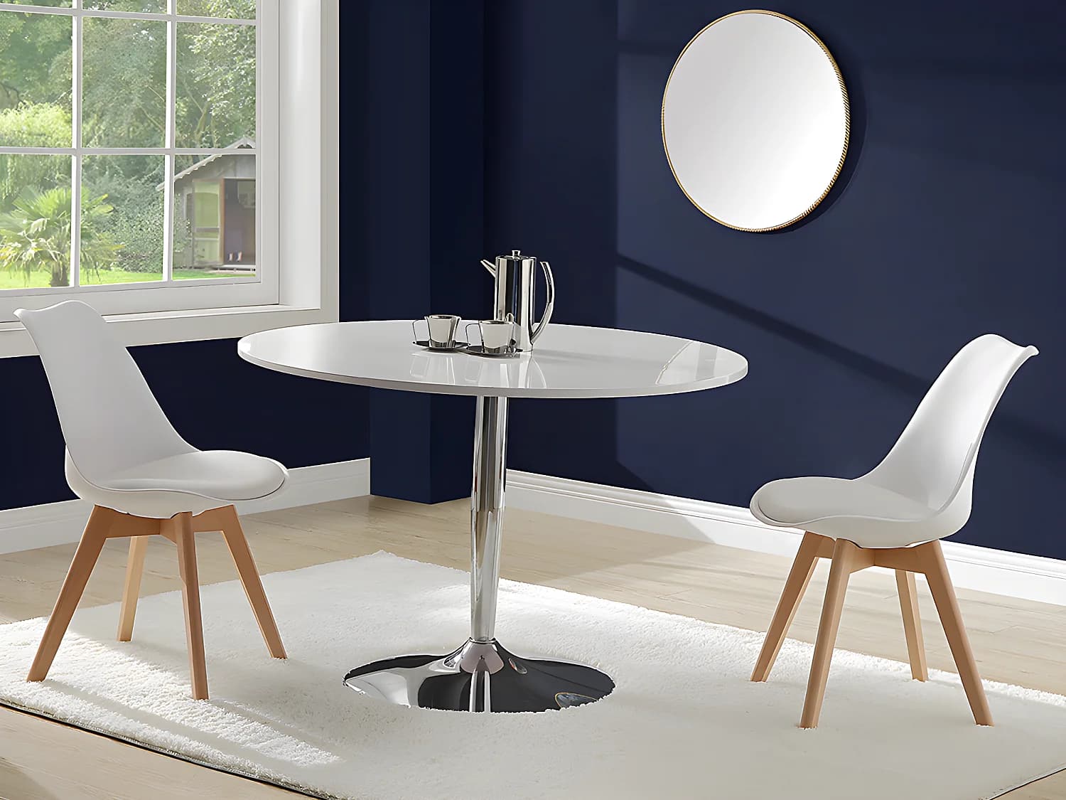 Lot de 6 chaises JODY - Polypropylène Hêtre - Blanc