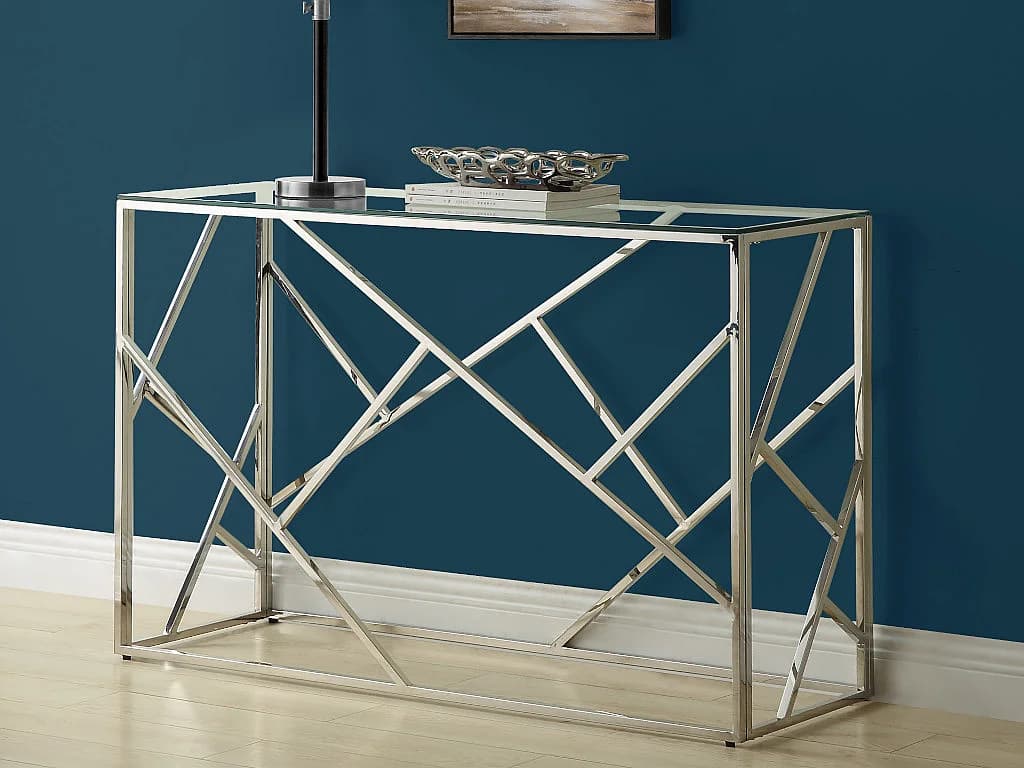 Console ATHENA - Verre trempé et acier - Chromé