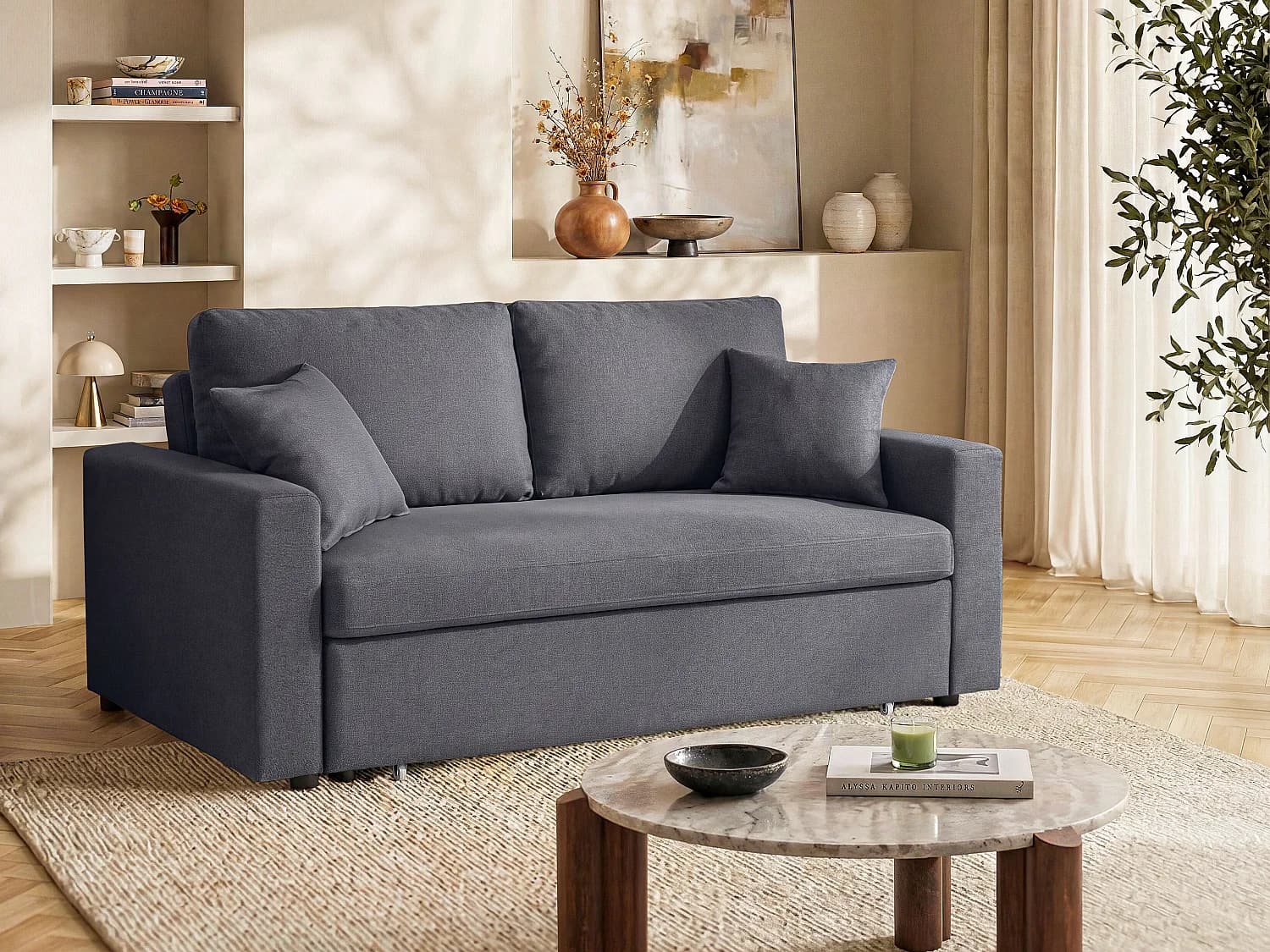 Canapé 3 places convertible en tissu INIZOR - Anthracite