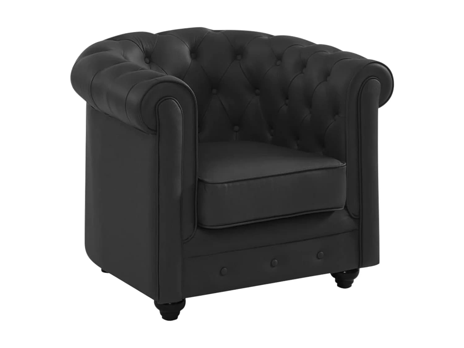 Fauteuil en cuir de buffle noir CHESTERFIELD