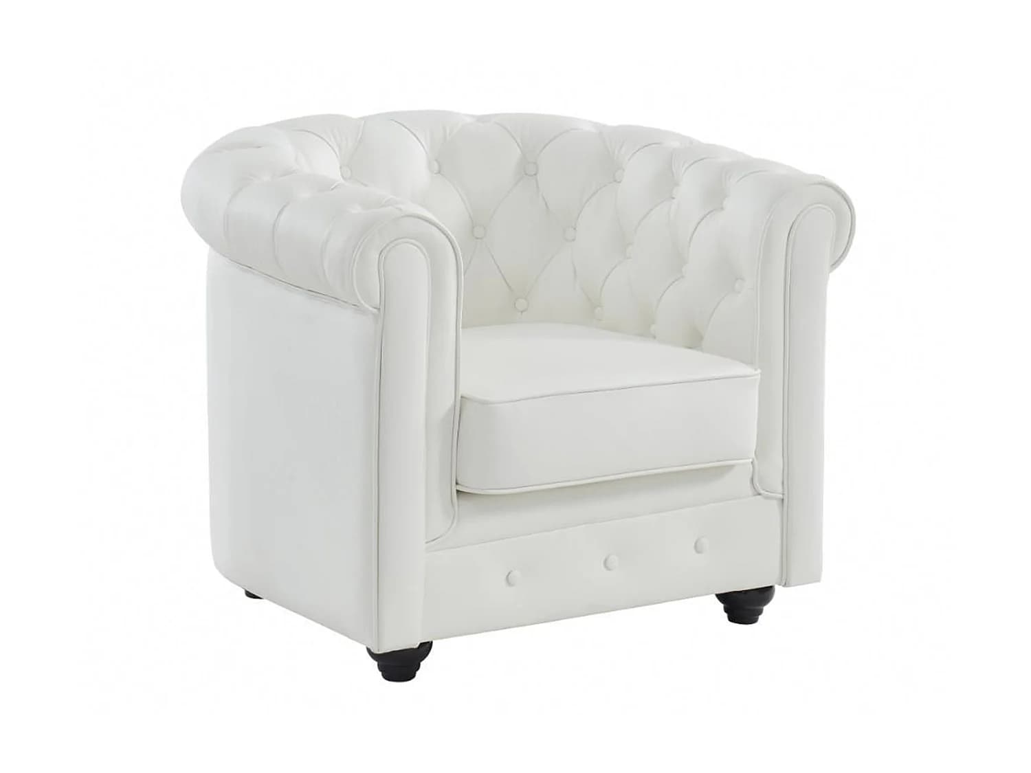 Fauteuil en cuir de buffle blanc CHESTERFIELD