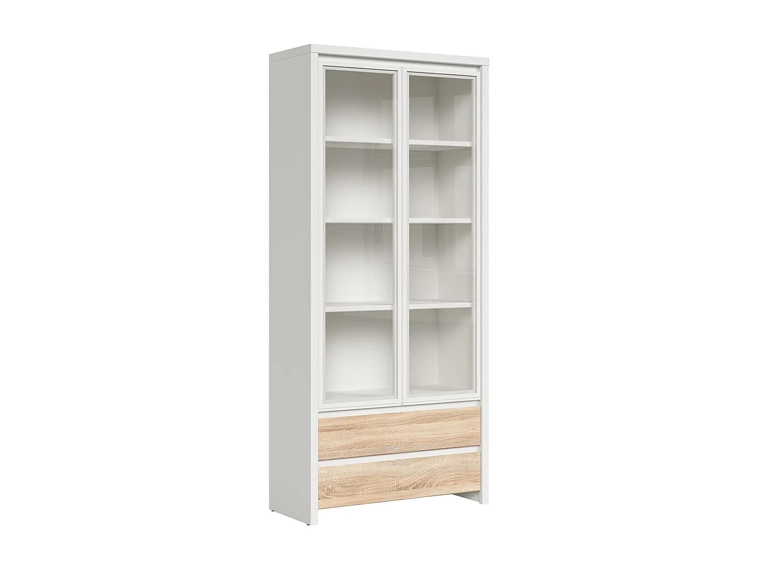 Vaisselier 2 portes 2 tiroirs Soren Blanc et Bois