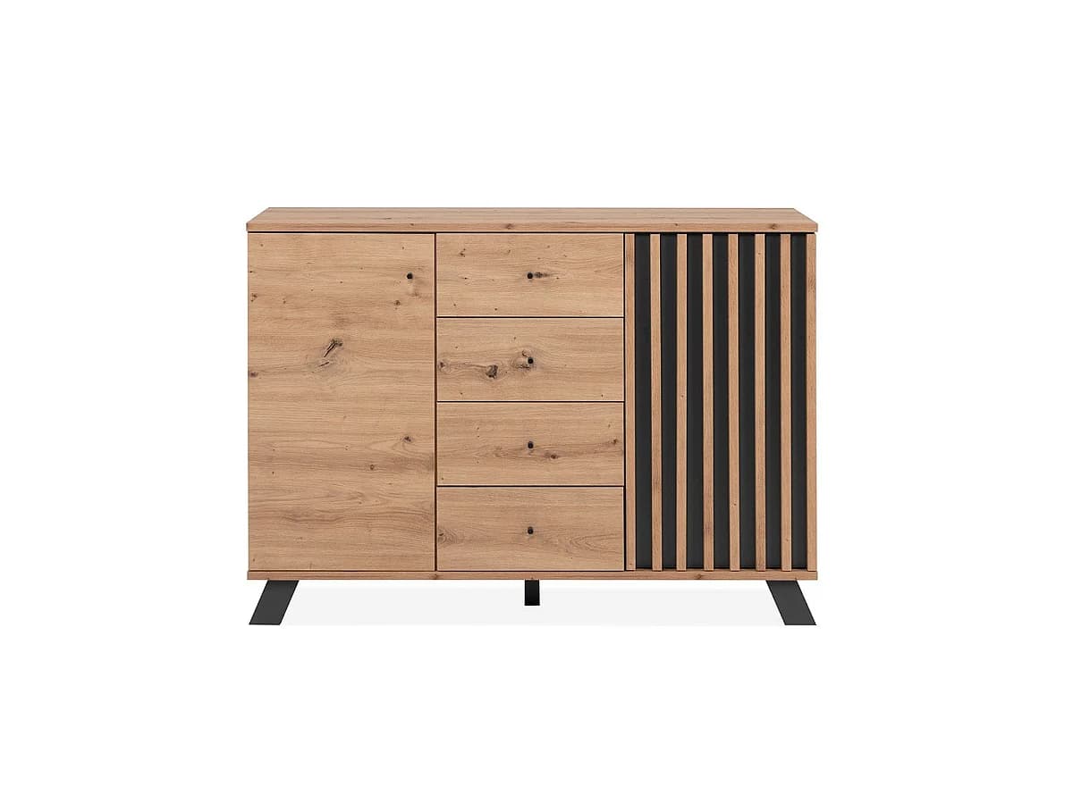 Buffet 2 portes et 4 tiroirs décor chêne artisan L118 cm - LUBLIN