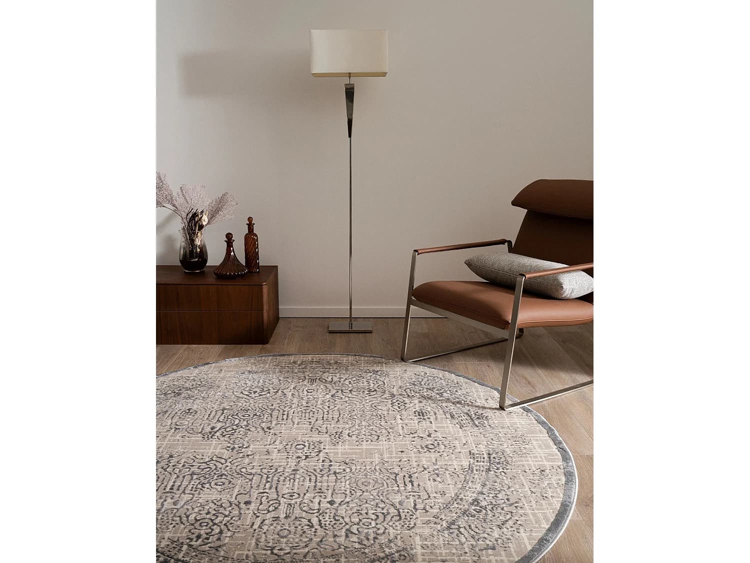 Tapis 185x185 blanc crème Bern Shimmer