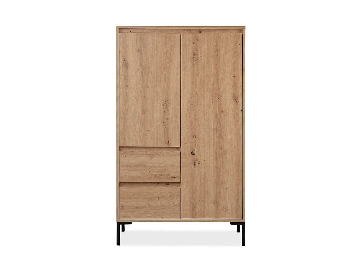 Buffet Haut 2 Portes 2 Tiroirs et 2 Étagères H139 cm - PLOCK