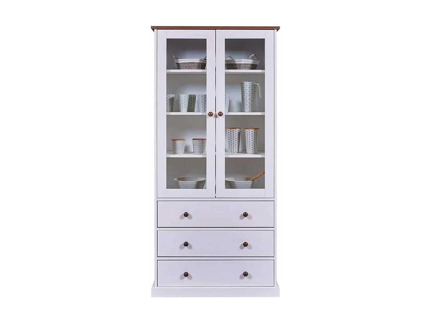 Vaisselier 2 Portes & 3 Tiroirs "Takao" 190cm Blanc
