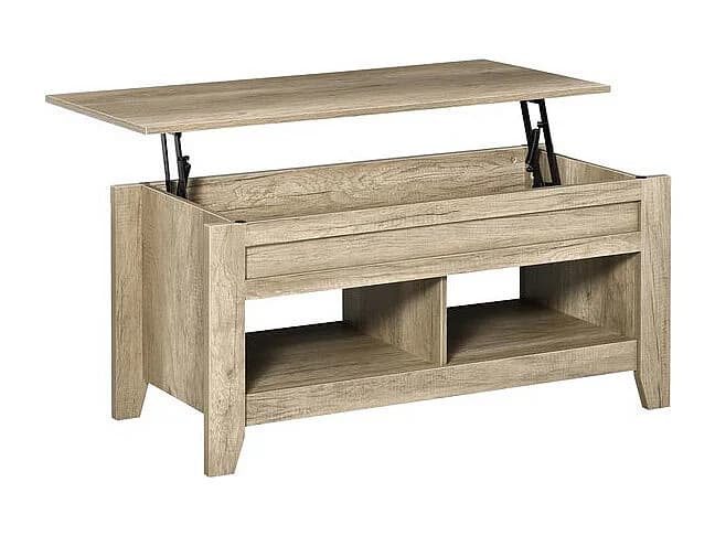 Table basse relevable BEARDY chêne clair