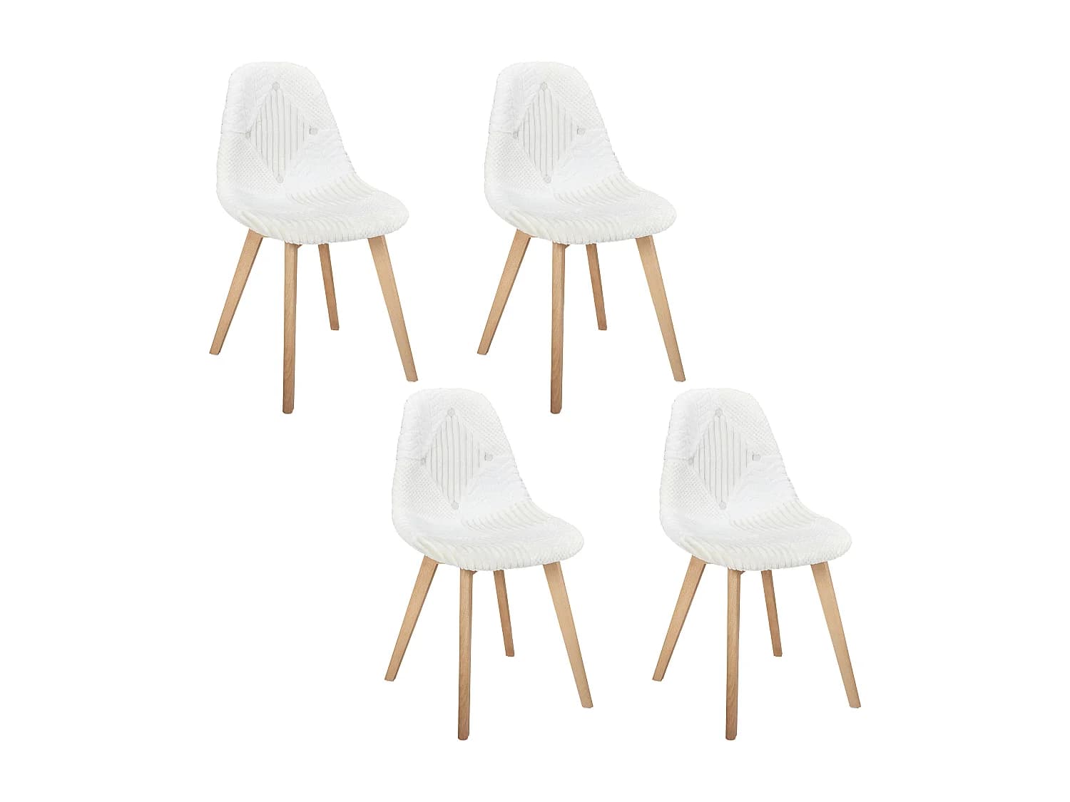 Lot de 4 Chaises - HOME DECO FACTORY - Patchwork - Scandinave - Beige et Marron