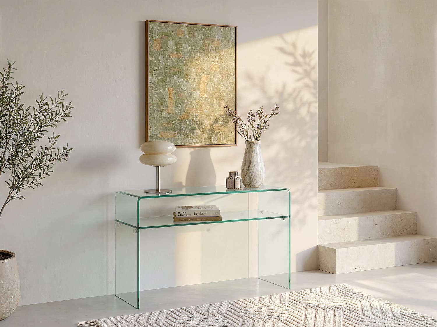 Console - 1 niche - Verre trempé - Transparent - STILEOS