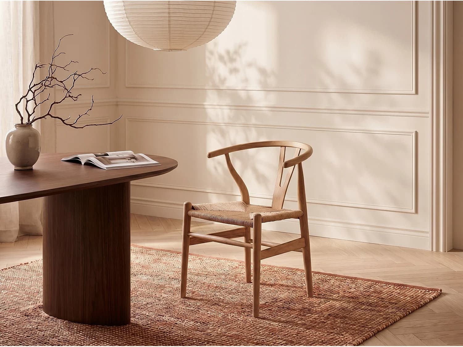 Chaise en teck et paille - Naturel - POGIANA