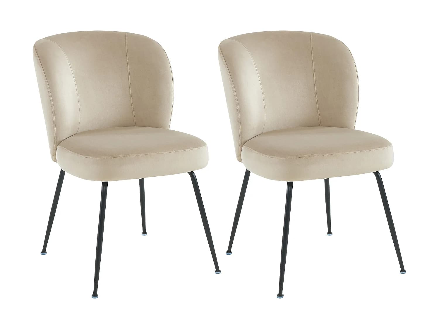 Lot de 2 chaises en velours et métal - Beige - POLPONA
