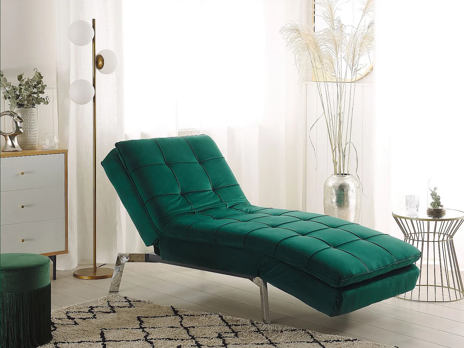 Chaise longue LOIRET Velours Vert émeraude