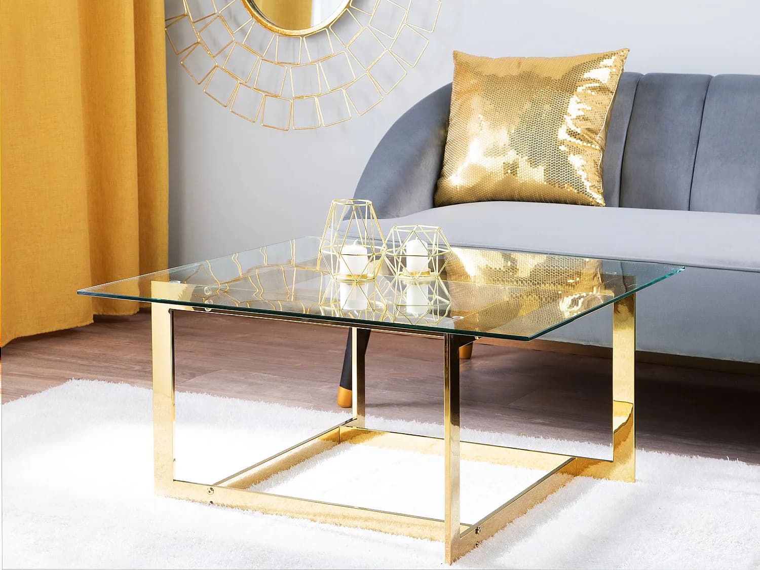 Table basse CRYSTAL Verre de sécurité Doré