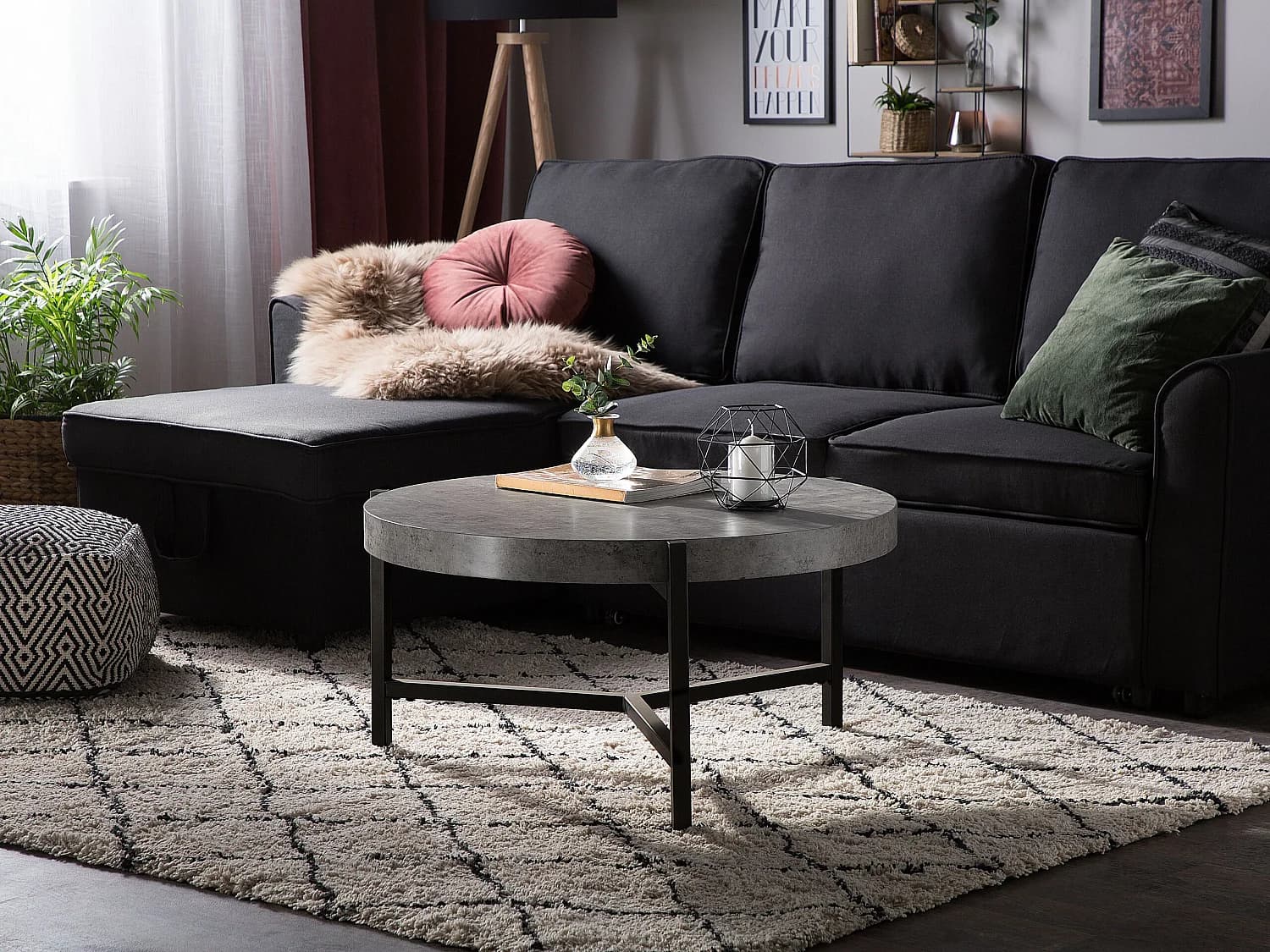 Table basse BONITA Effet béton gris