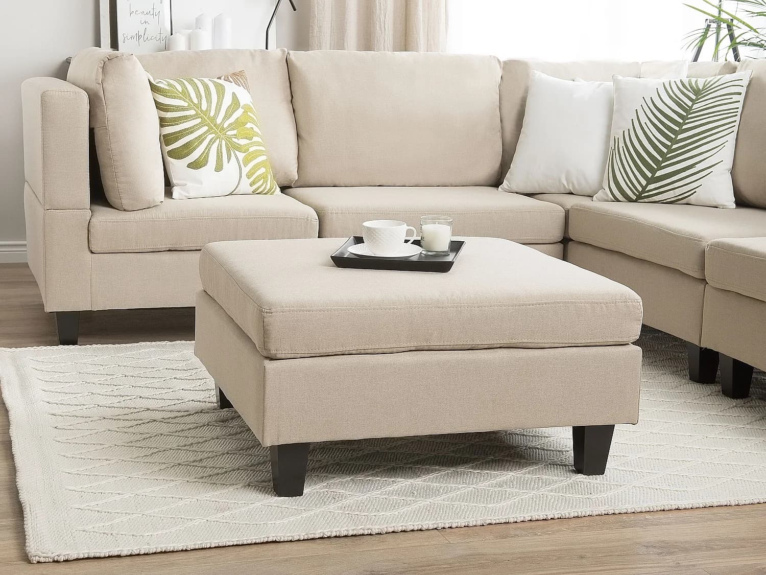 Ottoman FEVIK Tissu Beige