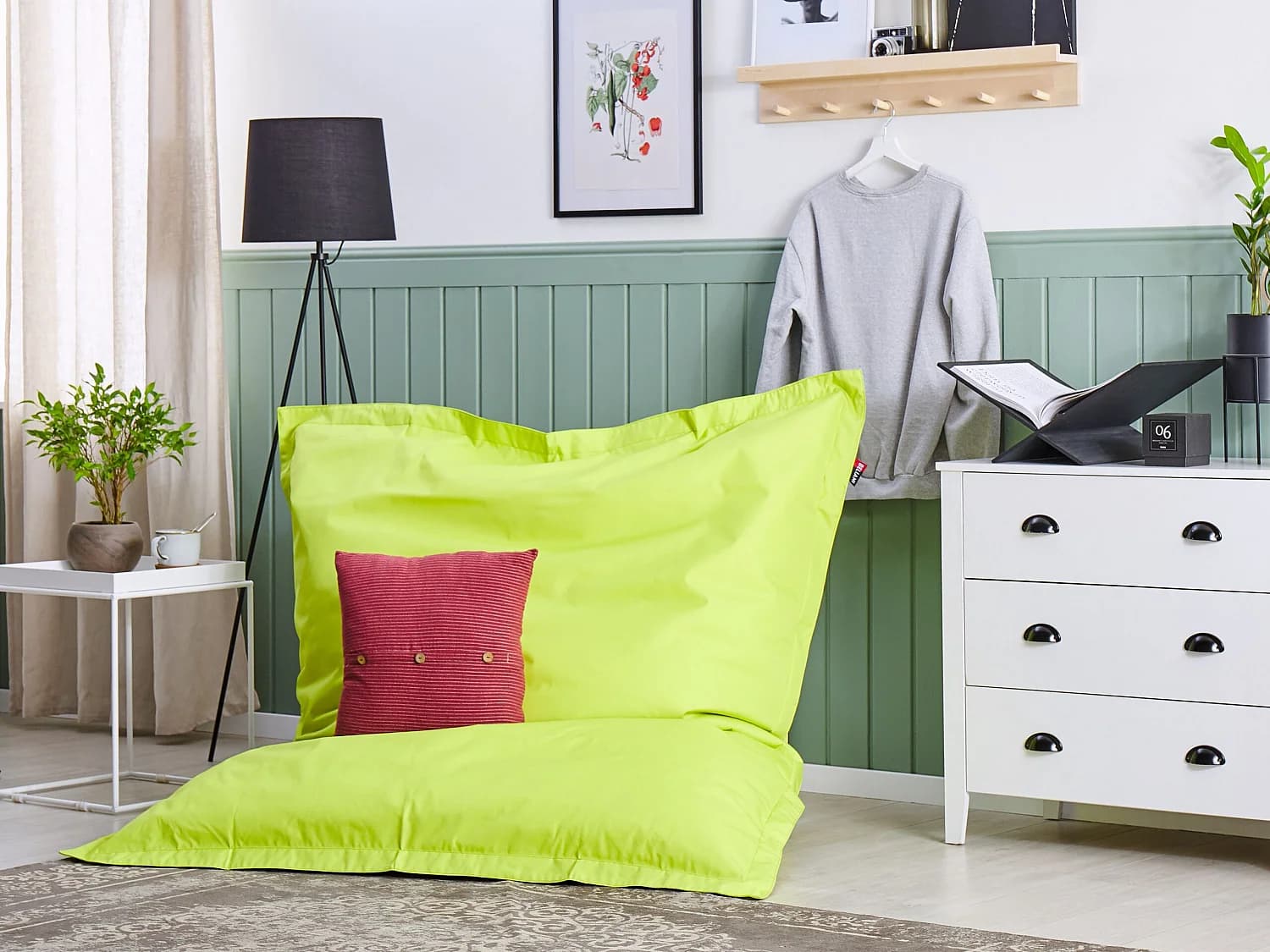 Pouf poire 300 L FUZZY 140 cm 180 cm Vert citron