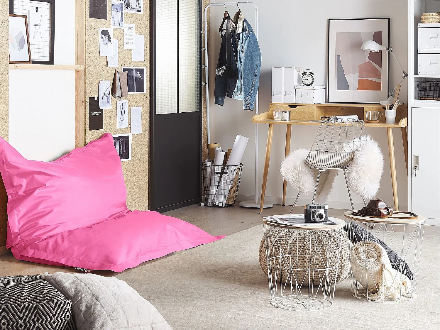 Pouf poire 300 L FUZZY 140 cm 180 cm Rose fushia