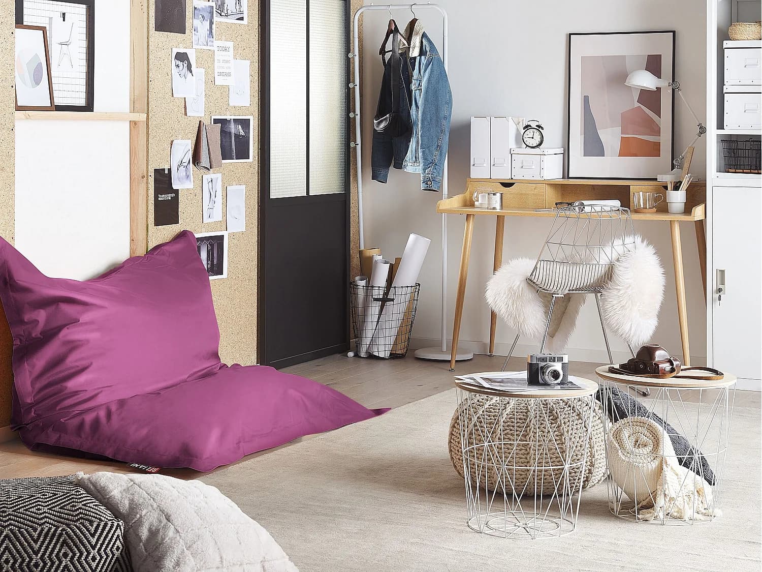Pouf poire 300 L FUZZY 140 cm 180 cm Pourpre