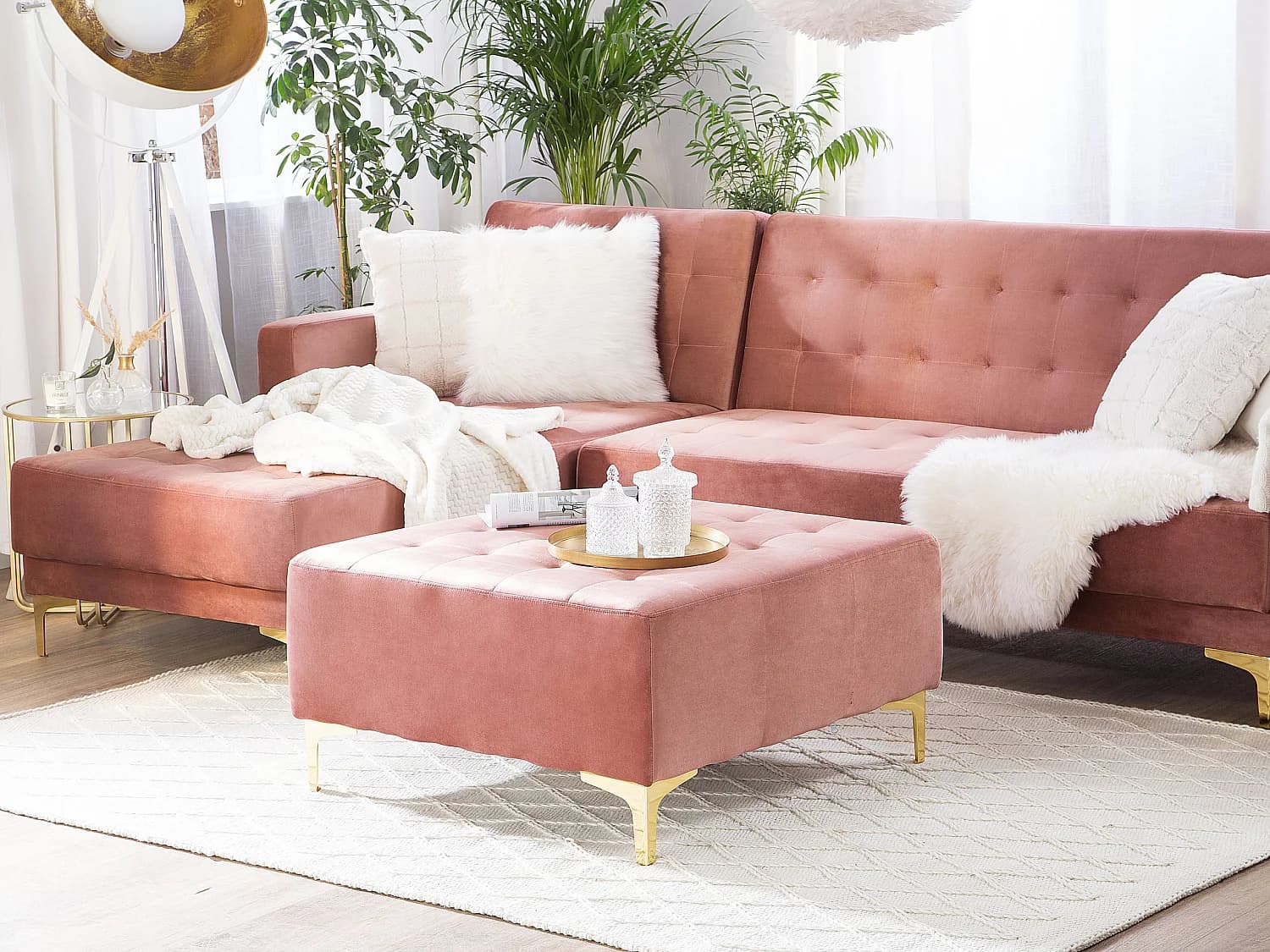 Ottoman ABERDEEN Velours Rose