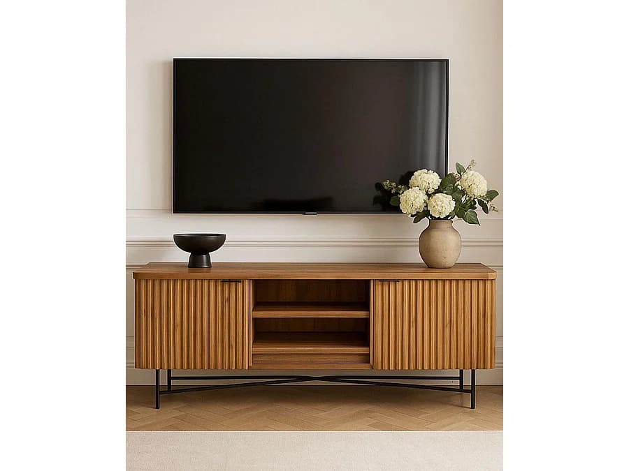 Opéra - Meuble tv rétro en teck massif recyclé 140 cm