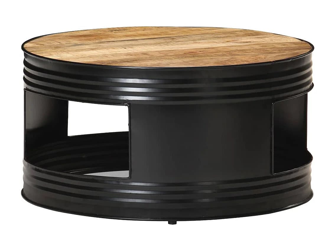 Table basse Noir 68x68x36 cm Bois massif de manguier brut
