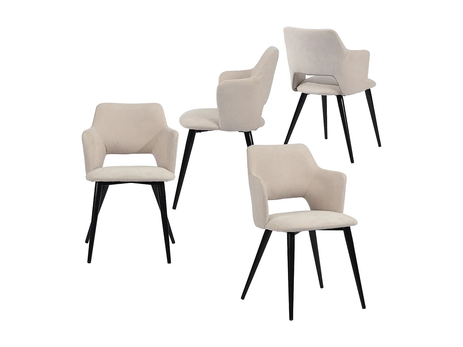 MEUBLES COSY Lot de 4 chaises de salle à manger scandinaves fauteuils avec accoudoirs,Beige
