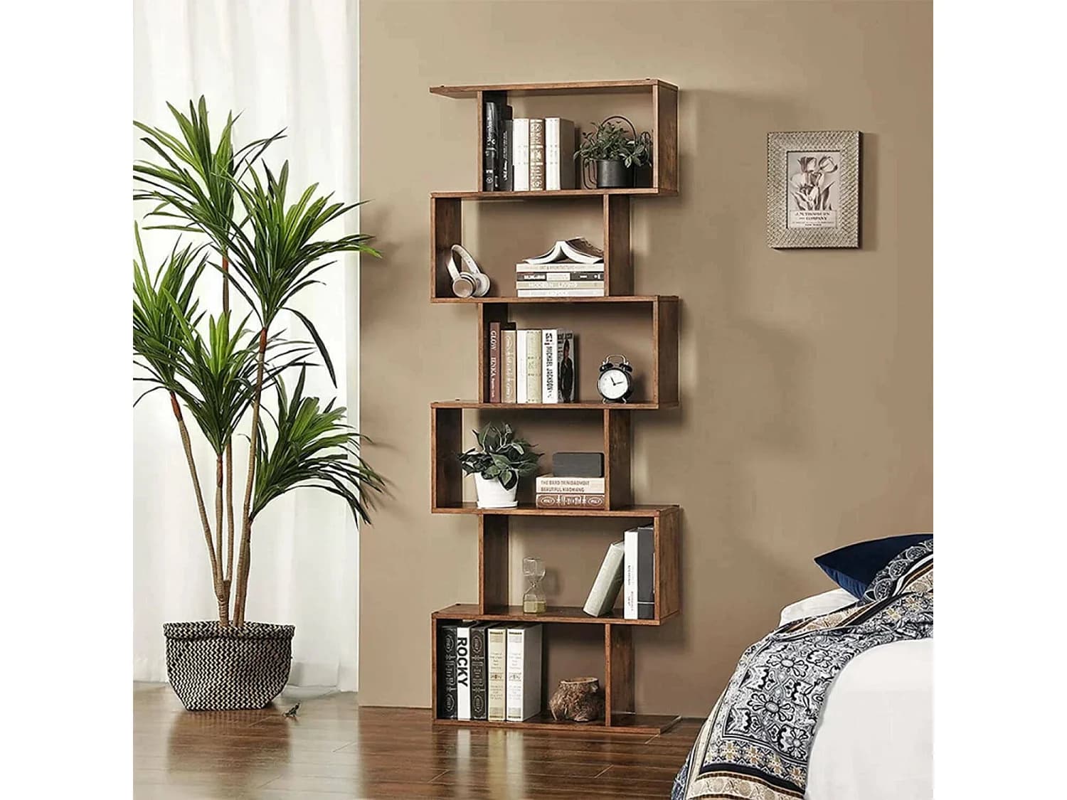 Bibliothèque Dgiovan, Meuble avec étagères, Bibliothèque de bureau, 100% Made in Italy, 80x25h192 cm, Érable