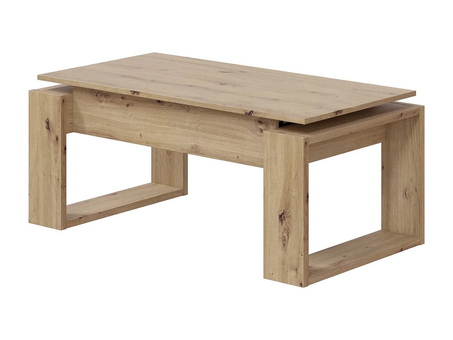 Table basse Ddav, Table basse avec plateau relevable, Table basse de salon, 105x55h45/56 cm, Chêne noué
