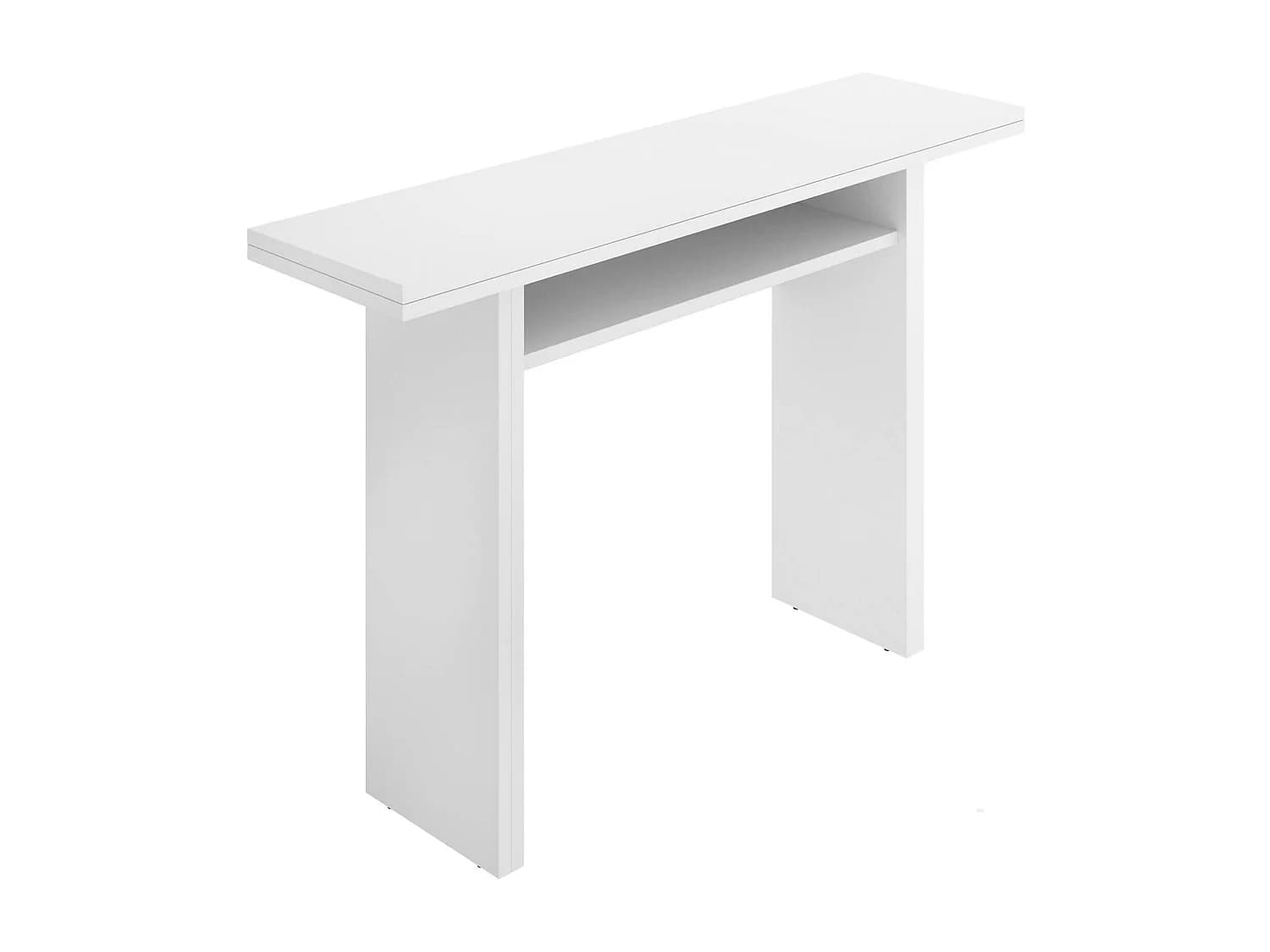 Console extensible Rodella, Console auxiliaire extensible multi-positions, Table à manger pliante avec plateau rabattable, 110x33/66h75 cm, Blanc