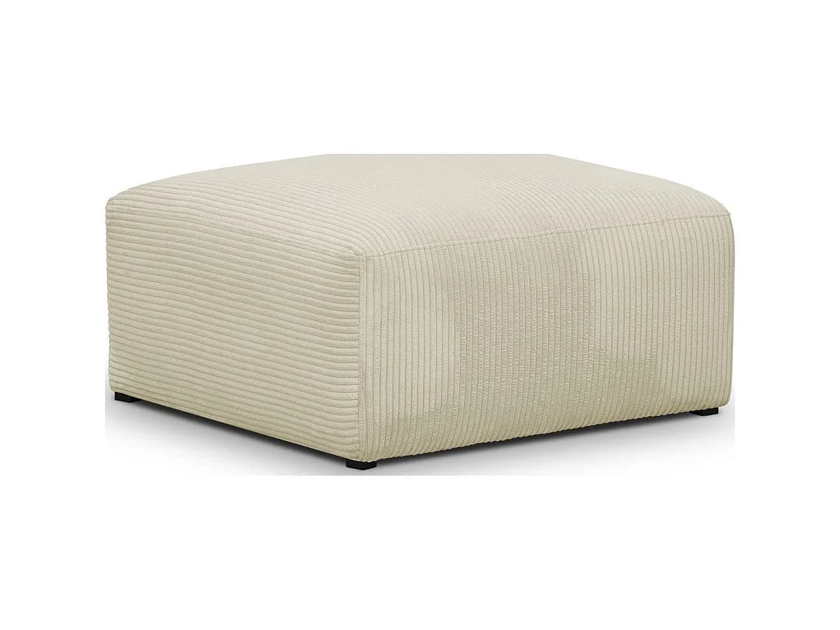Pouf / repose-pieds modulable en velours côtelé beige - Modulo