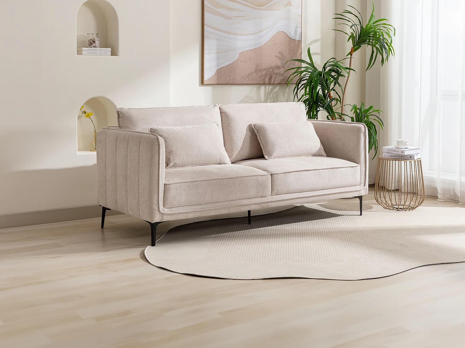 Canapé 3 places en tissu beige TORMELDA