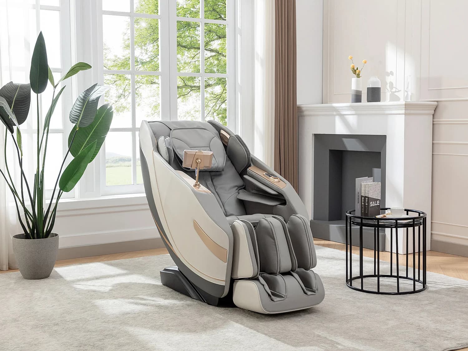 Fauteuil massant en simili - Système zero gravité - Gris - MOWATA