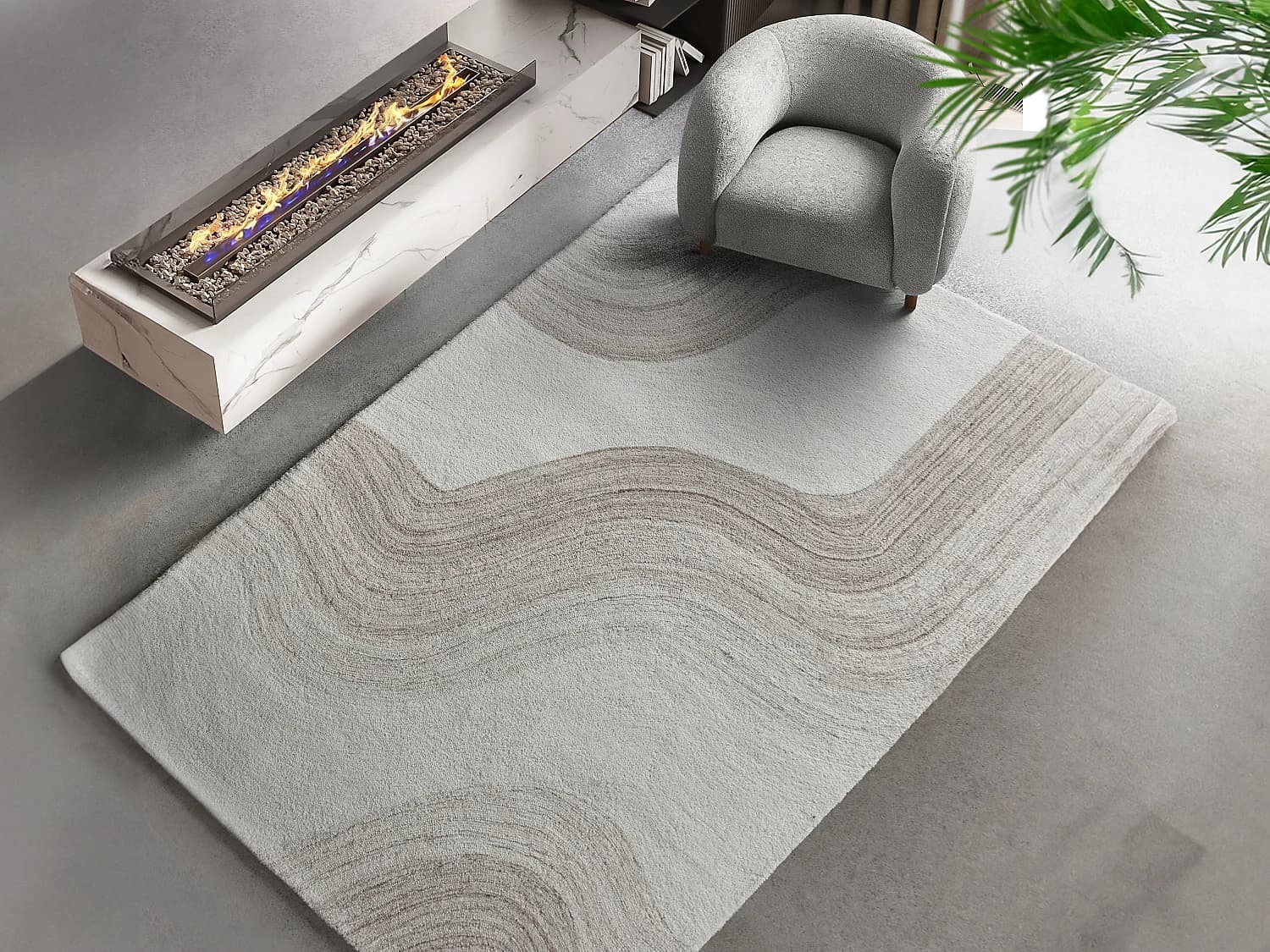 Tapis 100% laine fait à la main - 160 x 230 cm - 1800g/m2 - Beige et taupe - AZARIA