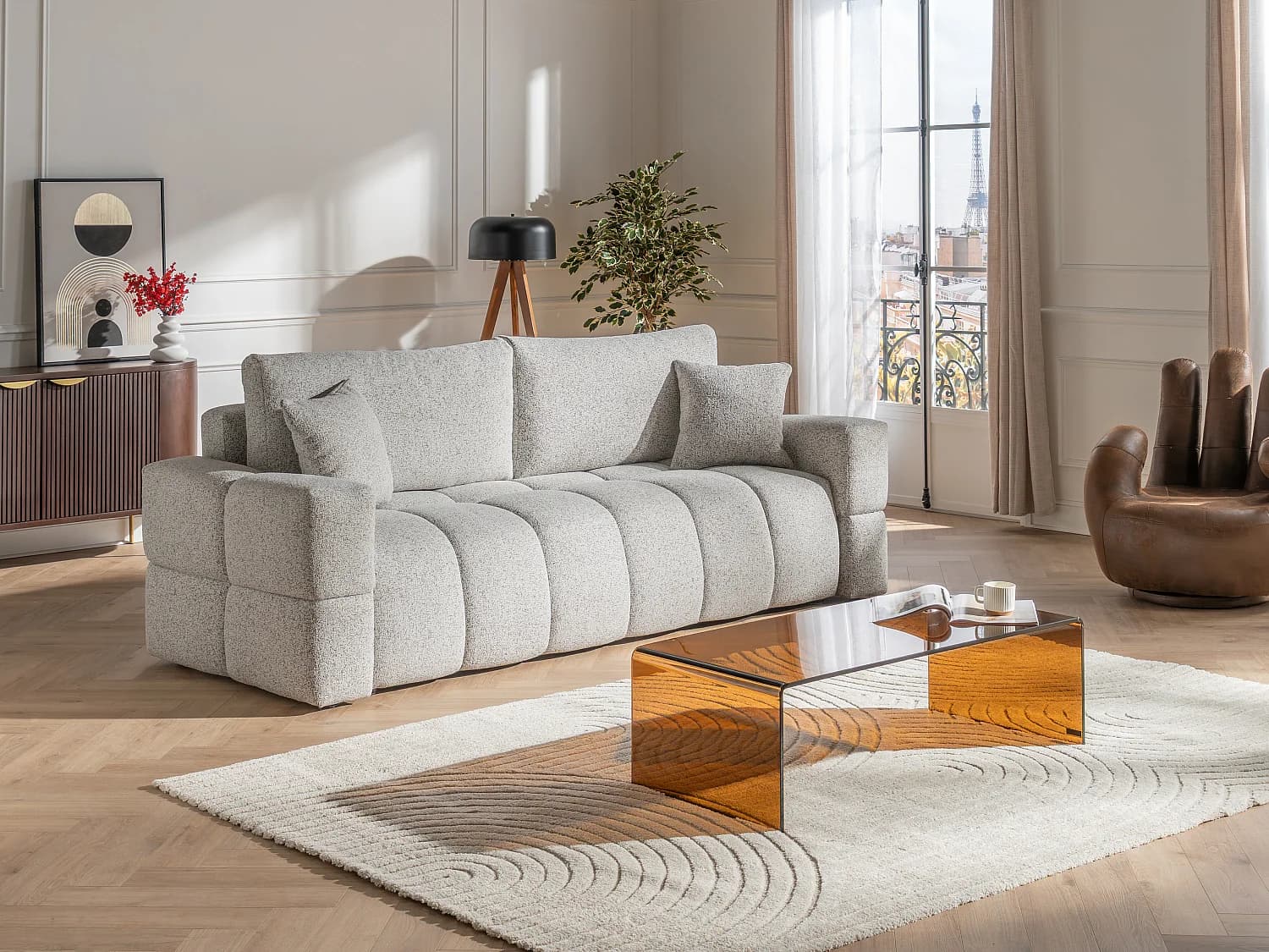 Tapis en relief 100% laine fait à la main - 160 x 230 cm - 2200g/m2 - Ivoire - ASSINIE