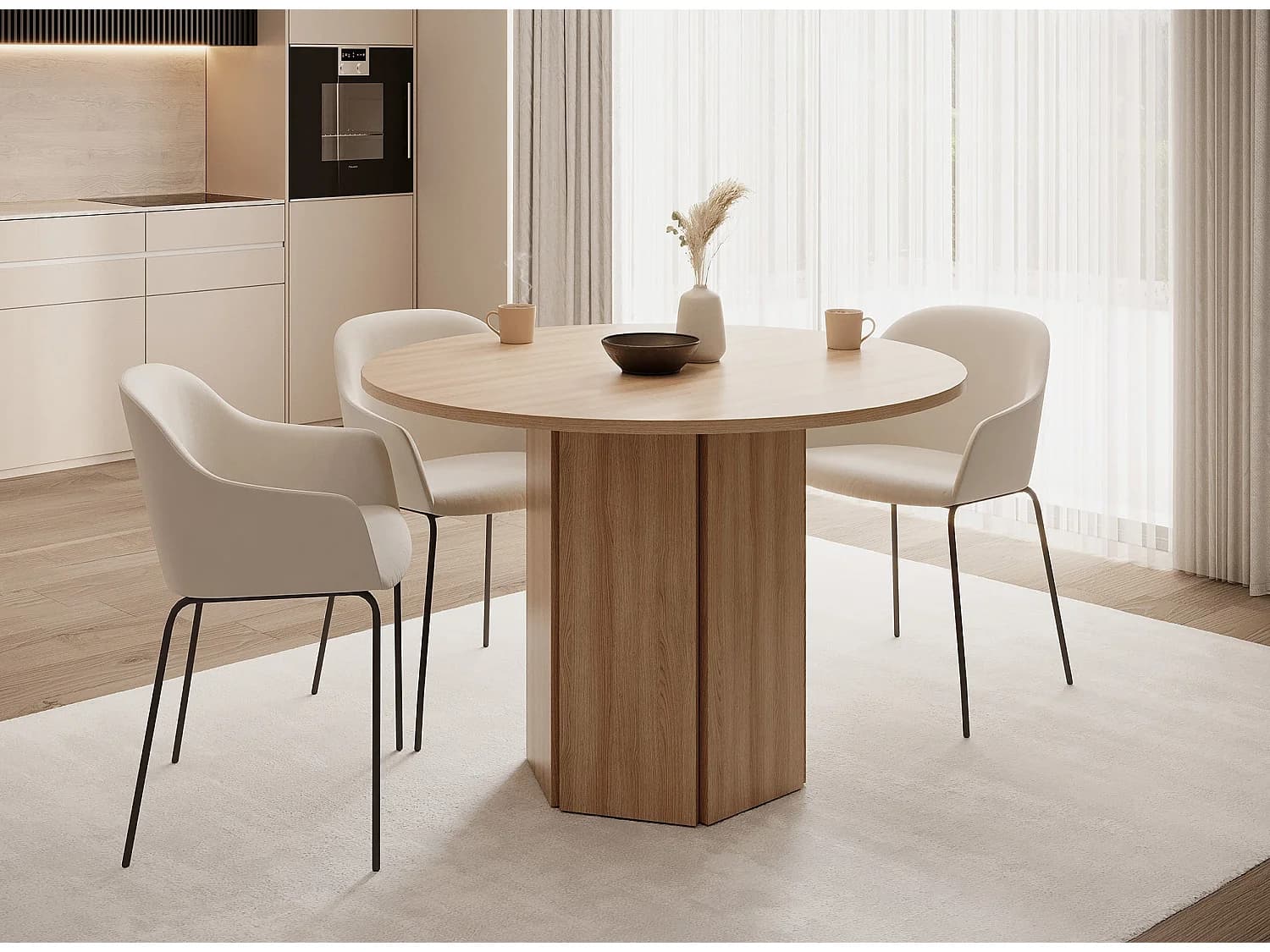 Table ronde - 110 cm - Chêne de Lindberg - HEXA
