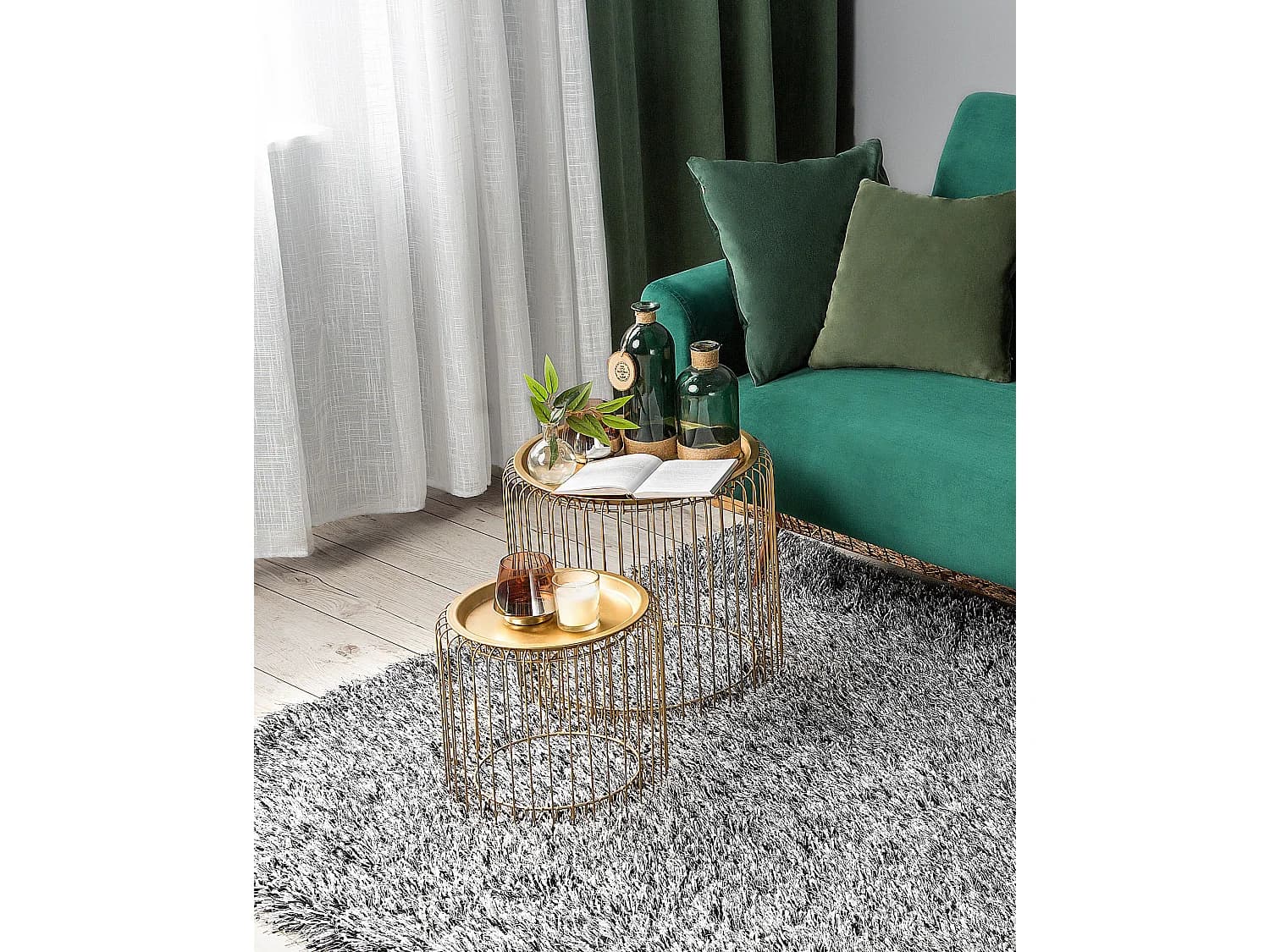 Tapis shaggy noir et blanc 200 x 300 cm CIDE