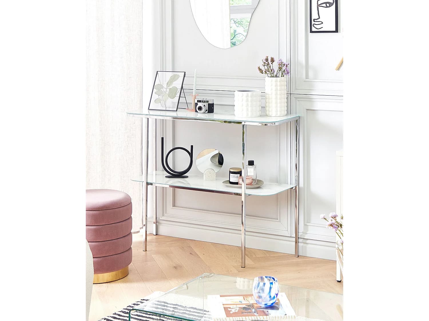 Console CALVERT Verre de sécurité Argenté