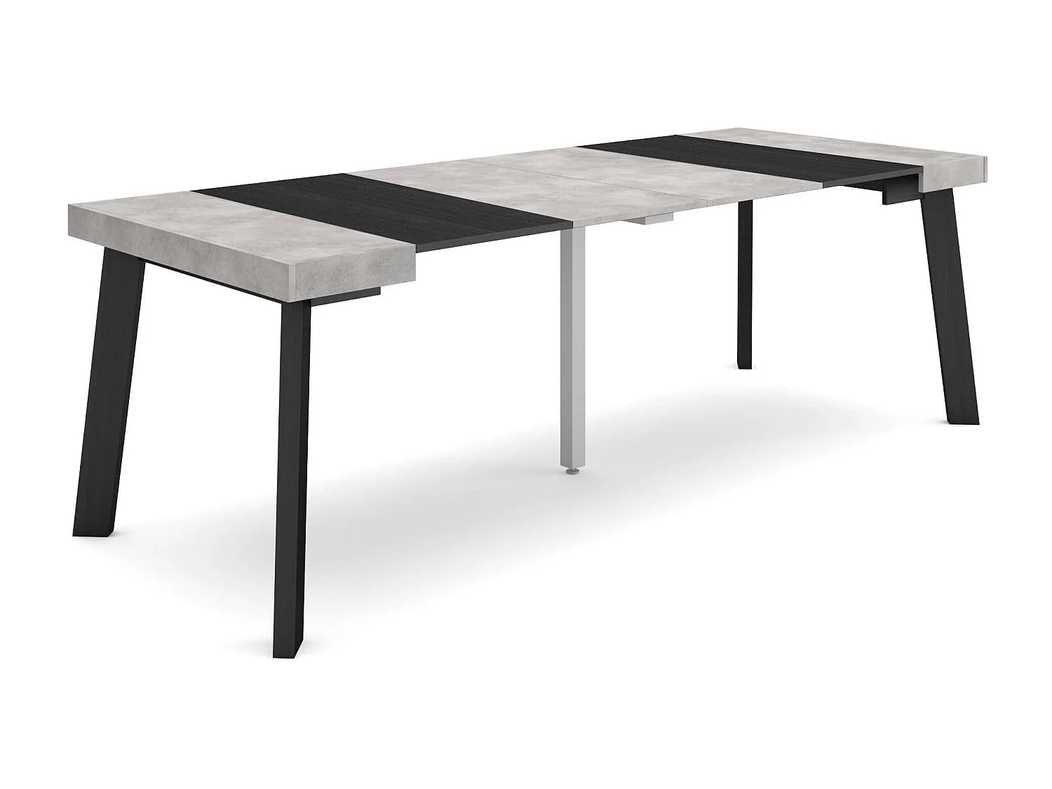 Table console extensible, 222x90x73cm, Pour 10 personnes, Pieds en bois, Ciment