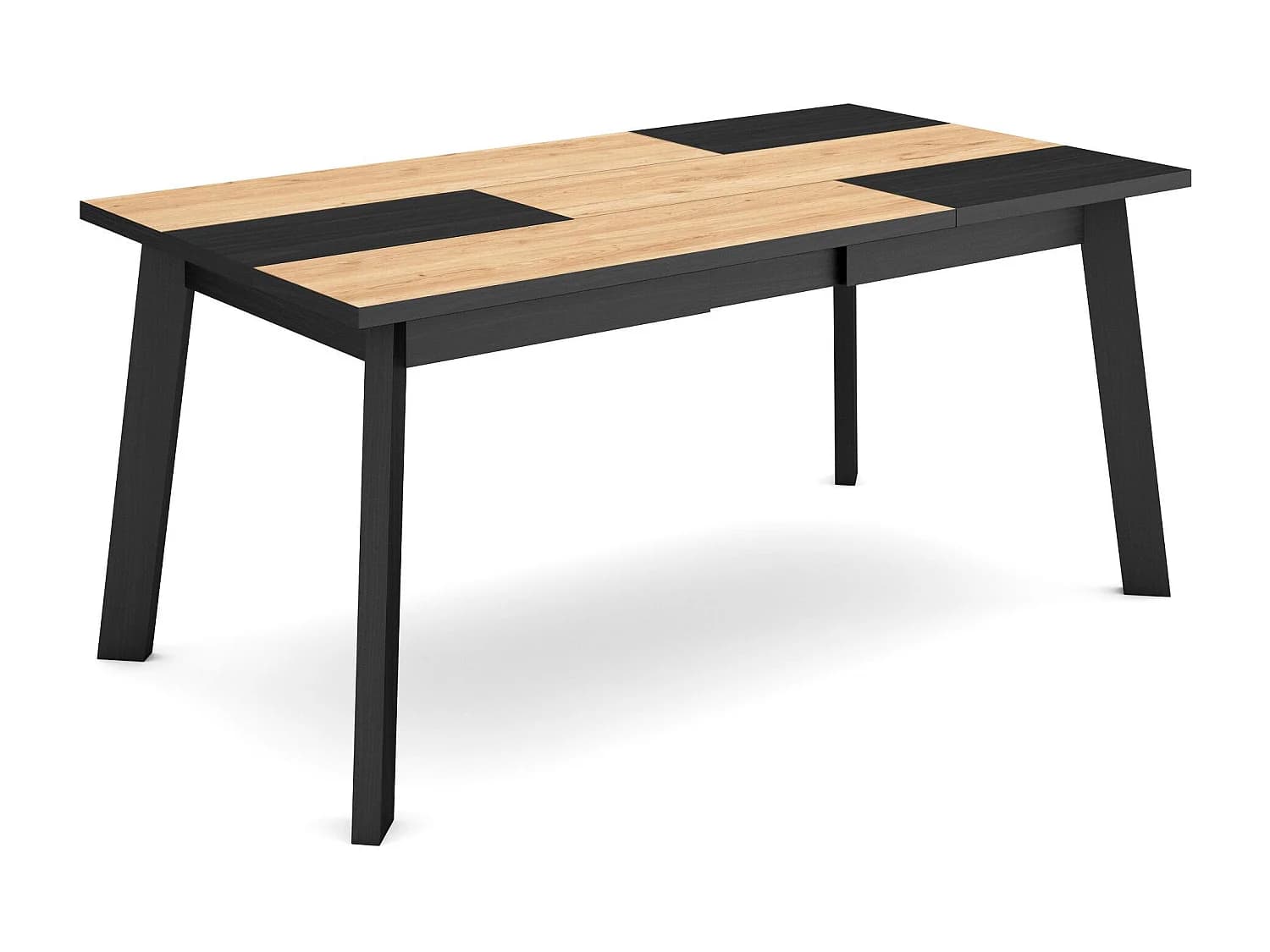 Table à manger, 167x90x75cm, Pour 8 personnes, Pieds en bois, Chêne et noir