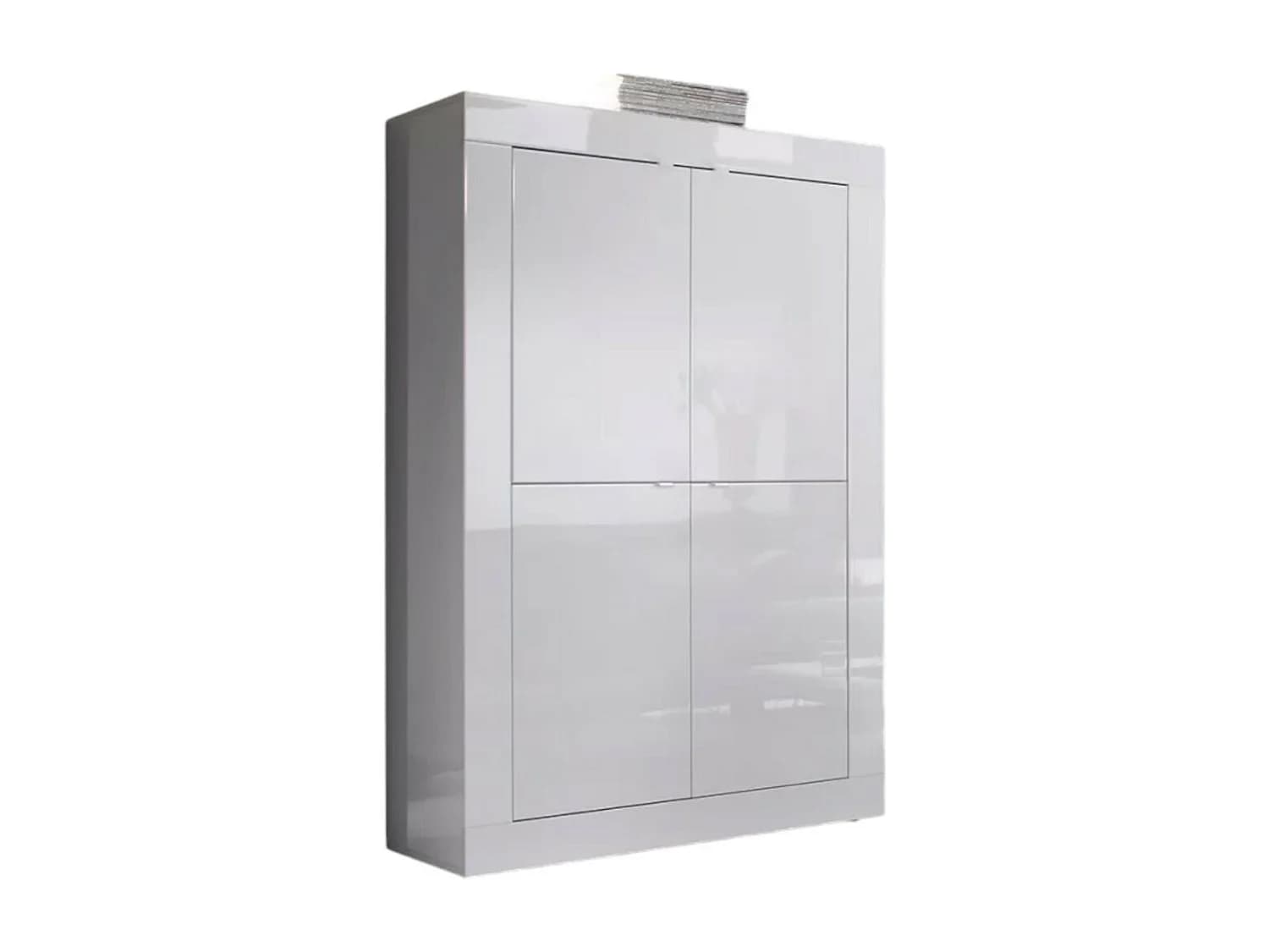 Vaisselier 4 portes ISORA – Blanc laqué brillant – Design moderne et fonctionnel
